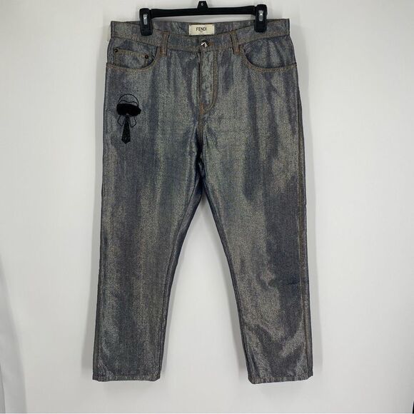 FENDI x KARL LEGERFELD WOMEN Boyfriend JEANS SIZE 8 , EU 44 - Picture 1 of 6